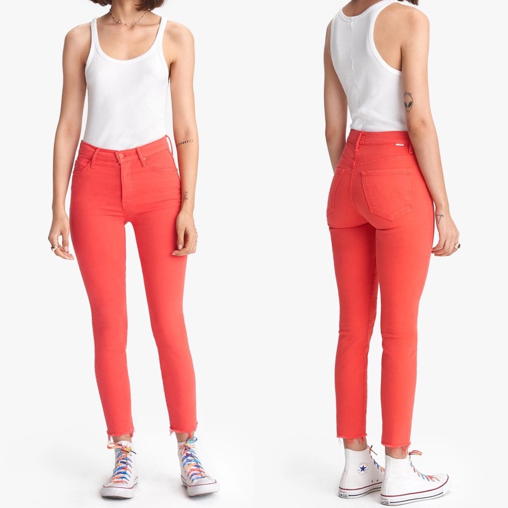 NWT Mother The Stunner Ankle Fray in Tomato